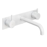Hotbath Cobber afbouwdeel wastafelmengkraan met achterplaat en 18 cm uitloop mat wit CB006TEXT18WH