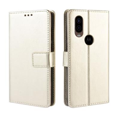 Crazy Horse textuur horizontale Flip lederen case voor Motorola P40 met houder & kaartsleuven & portemonnee & Lanyard (goud)