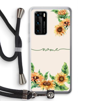 Zonnebloemen: Huawei P40 Transparant Hoesje met koord