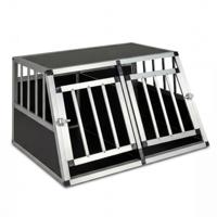 Transportbox voor Honden Metalen Transportkooi met Afsluitbare deur Verwijderbare Scheidingswand en Trapeziumvormig Ontwerp