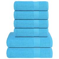 VidaXL 6-delige handdoekenset 360 g/m² 100% katoen turquoise