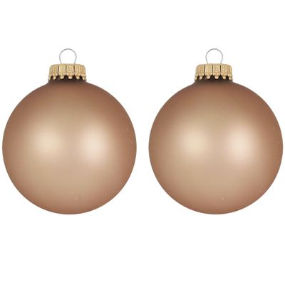 16x Cappuccino velvet bruine glazen kerstballen mat 7 cm kerstboomversiering