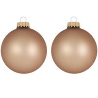 16x Cappuccino velvet bruine glazen kerstballen mat 7 cm kerstboomversiering - thumbnail