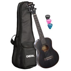 Cascha HH 2305L tenor ukelele zwart met gigbag - linkshandig