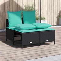 4-delige tuinbankset met kussens, zwart polyrotan 4-delige tuinbankset met kussens, zwart polyrotan