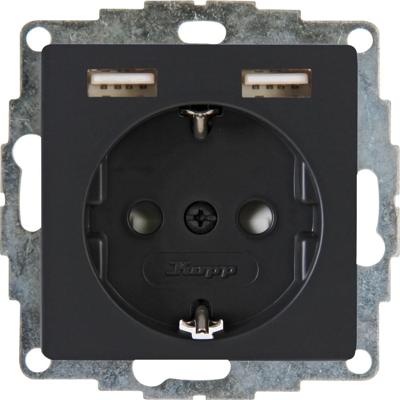 Kopp HK07 antraciet inbouw stopcontact RA met 2x USB - 4623112