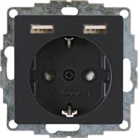 Kopp HK07 antraciet inbouw stopcontact RA met 2x USB - 4623112