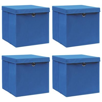 Opbergboxen met deksel 4 st 32x32x32 cm stof blauw