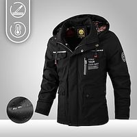 Voor heren Wandeljack Parka-jas Wandelwindjack Katoen Winter Buitenshuis Thermisch Warm Winddicht Winterjack Gehele Lengte Verborgen Rits Vissen Strand Kamperen / wandelen / grotten verkennen Zwart Lightinthebox