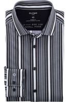 OLYMP Luxor 24/Seven Dynamic Flex Modern Fit Overhemd zwart/wit, Gestreept