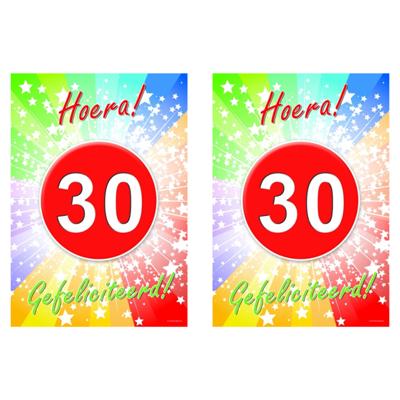 Verjaardag deurposter - 2x - 30 jaar - 59 x 42 cm - leeftijd feestartikelen