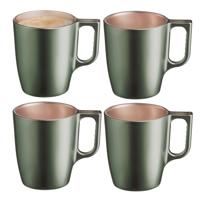 Koffiemokken Monaco - 4x stuks - Hard Glas - groen - 250 ml - 9 cm - Flashy metallic finish Koffiemokken Monaco - 4x stuks - Hard Glas - groen - 250 ml - 9 cm - Flashy metallic finish