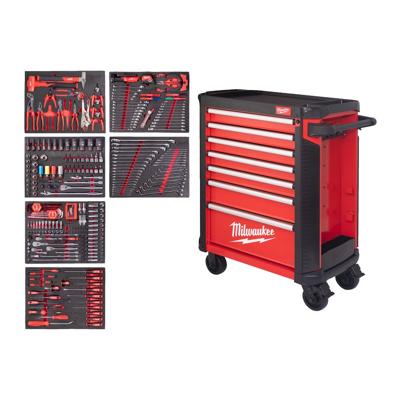 Milwaukee TOOLGUARD™ Gevulde stalen gereedschapswagen rood 78cm automotive 337-delig - 4932500753 Milwaukee TOOLGUARD™ Gevulde stalen gereedschapswagen rood 78cm automotive 337-delig - 4932500753
