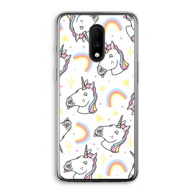 Rainbow Unicorn: OnePlus 7 Transparant Hoesje