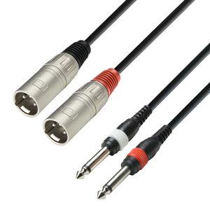 Adam Hall 3 Star TMP 0100 verloopkabel 2x XLR male naar 2x jack mono 1m