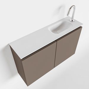 MONDIAZ TURE 80cm toiletmeubel smoke. EDEN wastafel talc rechts 1 kraangat