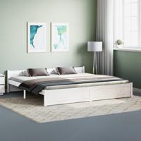 Bedframe massief hout wit 200x200 cm