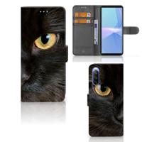 Sony Xperia 10 III | Telefoonhoesje | Met pasjeshouder | Zwarte Kat