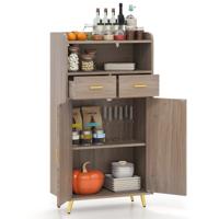 Multifunctionele kast met Dubbele Deuren & 2 Lades & Verstelbare Plank Keukenkast Grijs