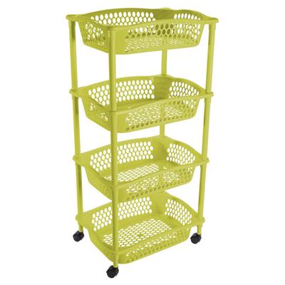 Keuken opberg trolley - 4 manden - groen - 86 x 41 cm - roltafel