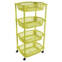 Keuken opberg trolley - 4 manden - groen - 86 x 41 cm - roltafel