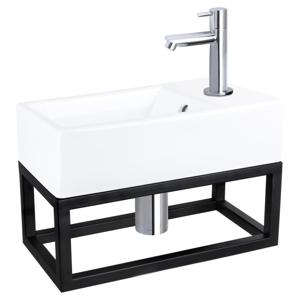Differnz Force fonteinset keramiek - kraan recht - met handdoekrek - 40 x 22 x 11.5 cm - chroom