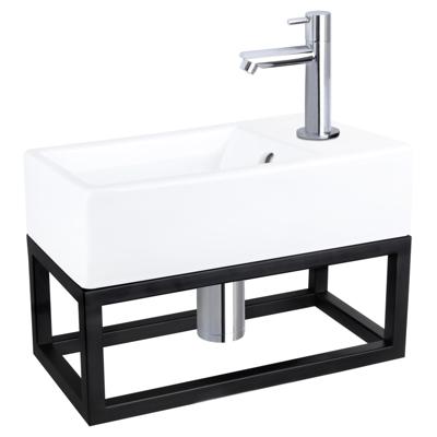 Differnz Force fonteinset keramiek - kraan recht - met handdoekrek - 40 x 22 x 11.5 cm - chroom