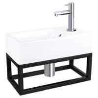 Differnz Force fonteinset keramiek - kraan recht - met handdoekrek - 40 x 22 x 11.5 cm - chroom