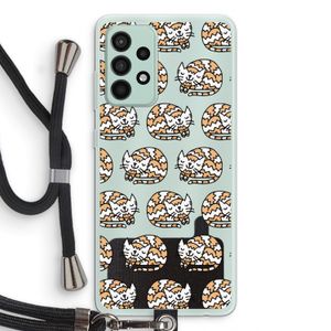 Slapende poes: Samsung Galaxy A52s 5G Transparant Hoesje met koord