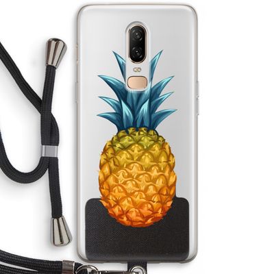 Grote ananas: OnePlus 6 Transparant Hoesje met koord