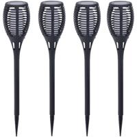 4x pro garden solar fakkels/toorts - zwart - met vlam effect - zonne-energie - 49 cm - tuinverlichti