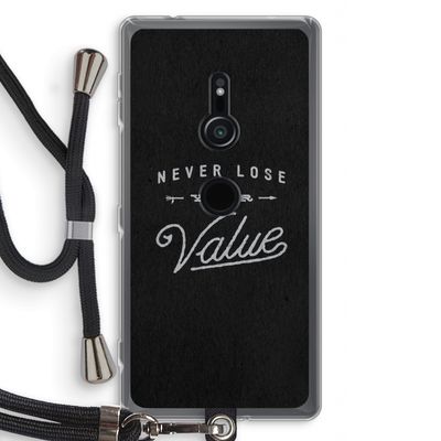 Never lose your value: Sony Xperia XZ2 Transparant Hoesje met koord