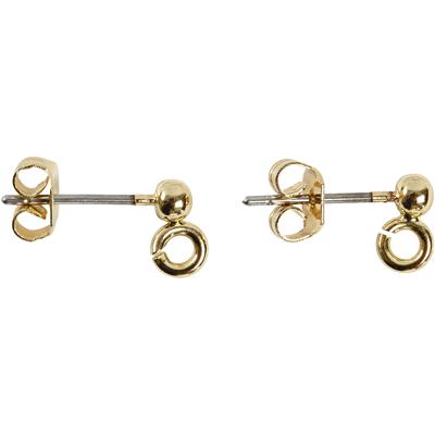 Creativ Company Oorsteker, l: 13 mm, d 3,8 mm, gatgrootte 0,8 mm, verguld, 10 stuk/ 1 doos