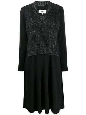 MM6 Maison Margiela robe à empiècement en maille - Noir