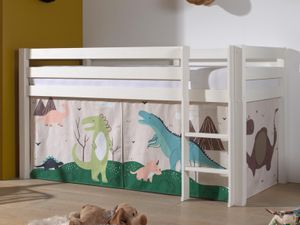 Bed ALIZE halfhoogslaper 90x200 cm witte pijnboom tent Dinosaurus