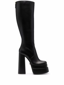 Versace bottes en cuir à talon haut - Noir