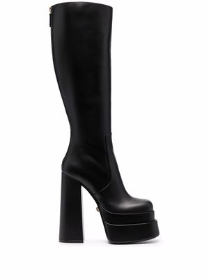 Versace bottes en cuir à talon haut - Noir