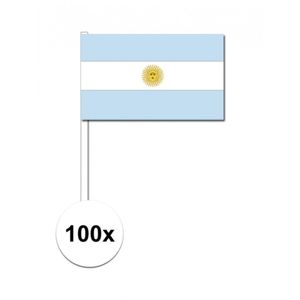 100x Argentinie decoratie papieren zwaaivlaggetjes   -
