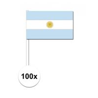 100x Argentinie decoratie papieren zwaaivlaggetjes   -