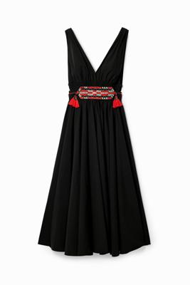 Midi-jurk met riem Stella Jean - BLACK - L