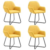 Eetkamerstoelen 4 st stof geel