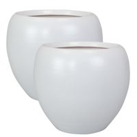 2x stuks plantenpot/bloempot in een strakke Modern design look wit Dia 19 cm en Hoogte 16 cm