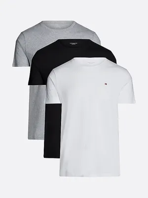 Tommy Hilfiger Heren Katoenen T-Shirt - Basic ondershirts korte mouw - Ronde hals