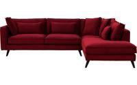 Goossens Bank Suite rood, stof, 3-zits, elegant chic met ligelement rechts Goossens Bank Suite rood, stof, 3-zits, elegant chic met ligelement rechts