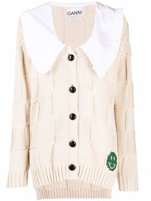 GANNI cardigan en maille épaisse à boutonnière - Tons neutres