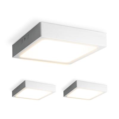 Set van 3 Carolina opbouwspots vierkant - 12 Watt 1160 Lumen - Wit - 2700K warm wit - LED downlight - IP20 stofdicht - 160mm