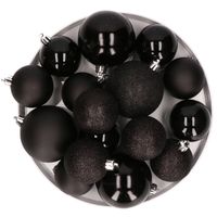 Kerstversiering set kerstballen zwart 6 - 8 cm - pakket van 48x stuks