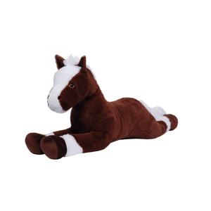 Knuffeldier Paard Hippos - zachte pluche stof - dieren knuffels - bruin/wit - 90 cm   -