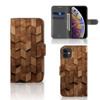 Book Style Case voor Apple iPhone 11 Wooden Cubes