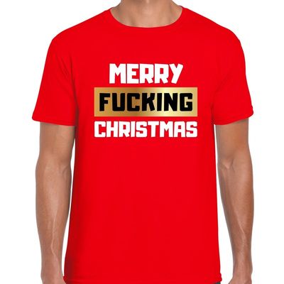 Fout Kerstshirt merry fucking christmas rood voor heren